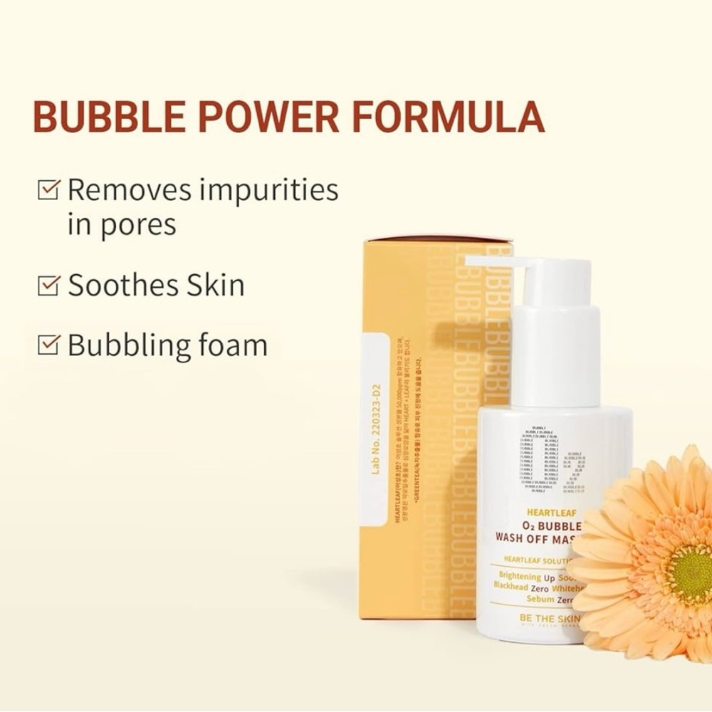 BE THE SKIN Heartleaf O2 Bubble Wash Off Mask Pack 4.23 oz / 120 g |